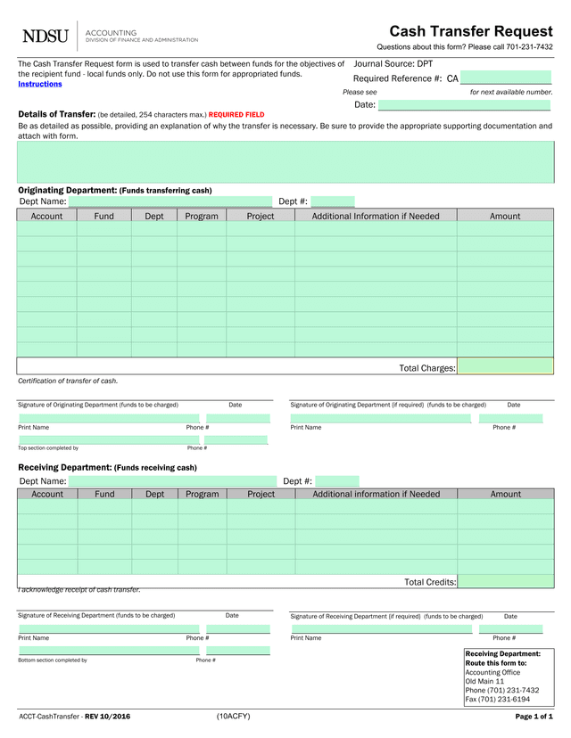 Cash Transfer Request screenshot