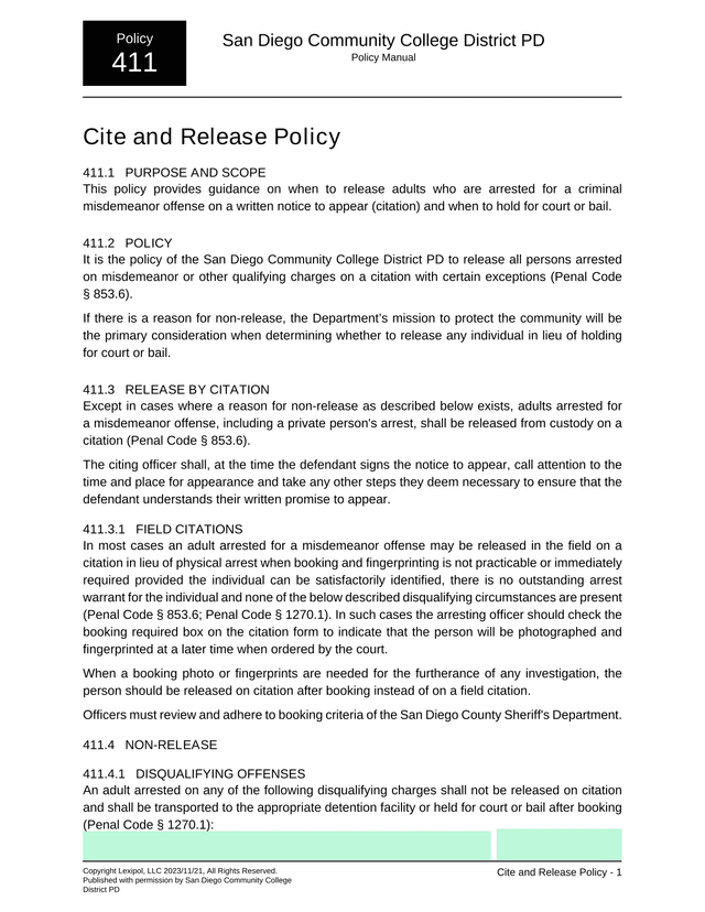 Cite And Release Policy screenshot