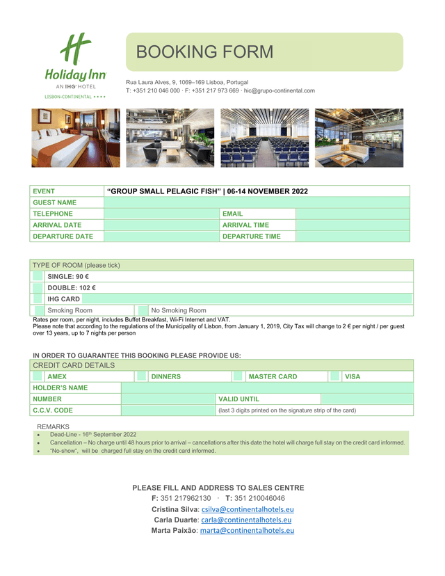 Booking Form For Group Small Pelagic Fish Event screenshot