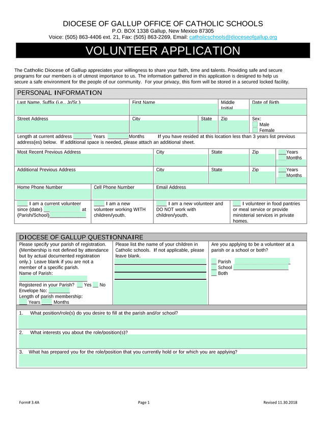 Volunteer Application screenshot