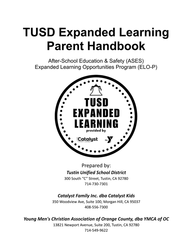 TUSD Expanded Learning Parent Handbook screenshot