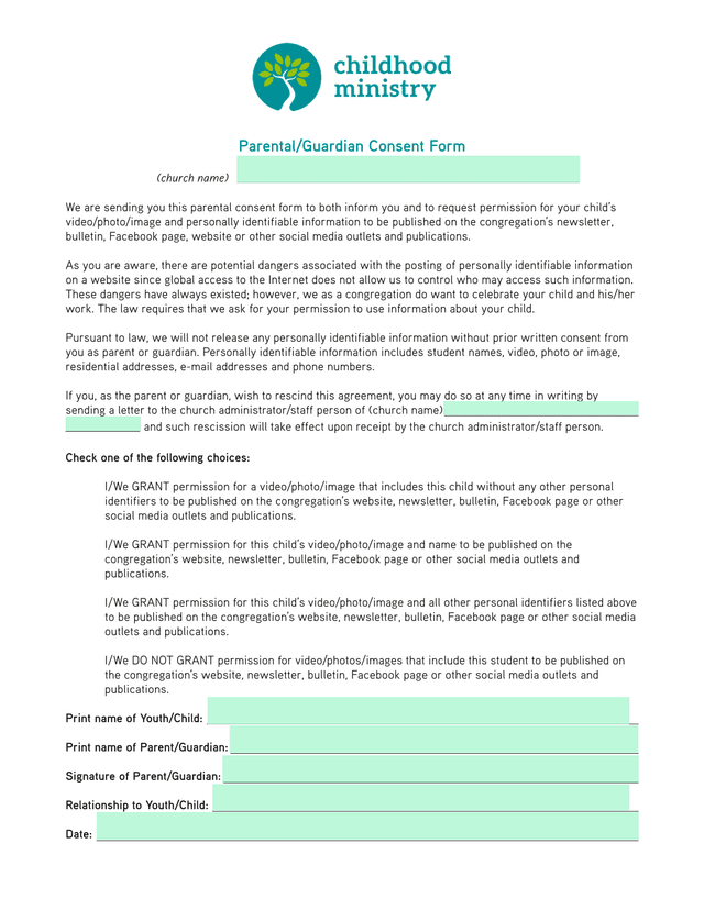 ParentalGuardian Consent Form screenshot