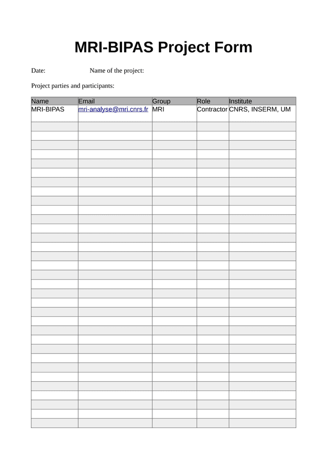 MRI BIPAS Project Form screenshot