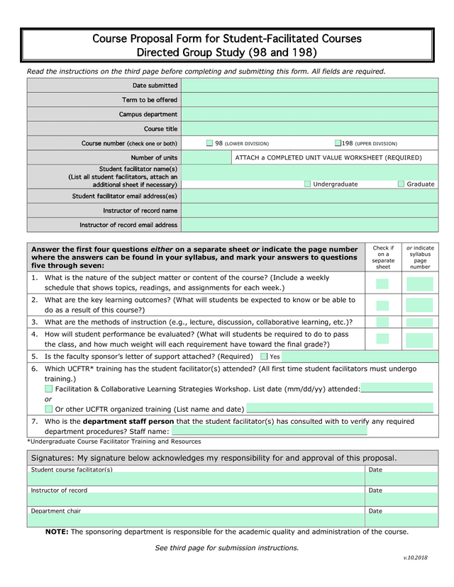 Course Proposal Form For Student Facilitated Courses screenshot