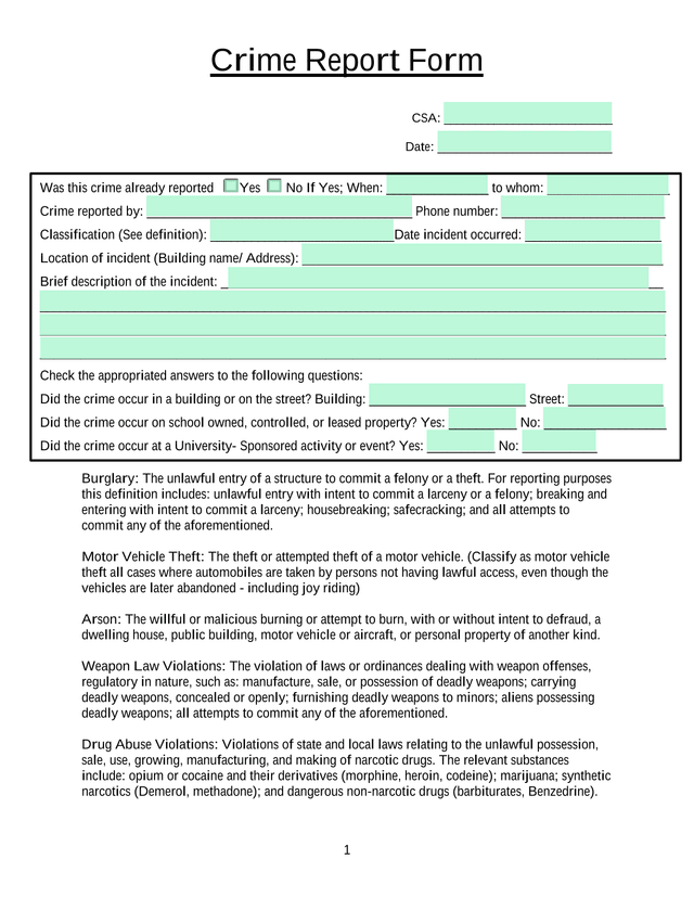Crime Report Form screenshot