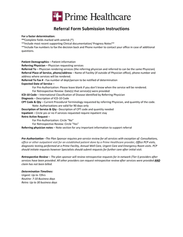 Referral Form Submission Instructions screenshot