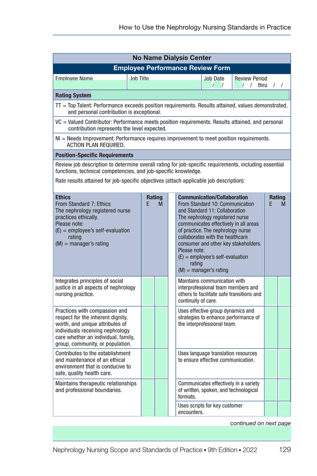 Nephrology Nursing Scope And Standards Of Practice   Employee Performance Review Form screenshot