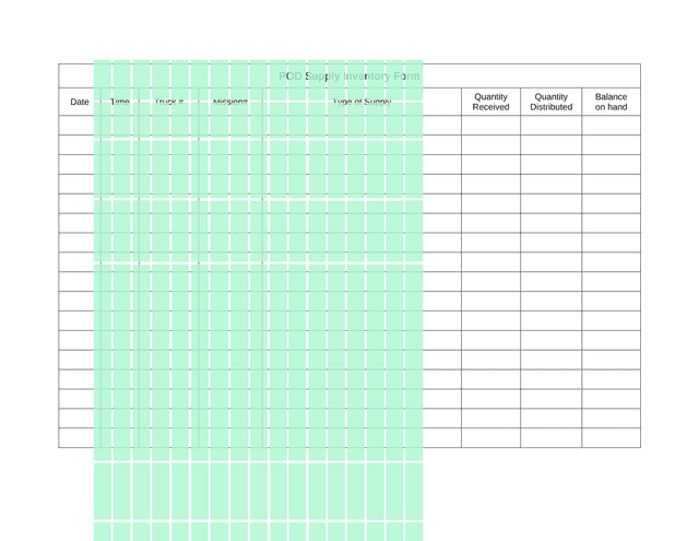 POD Supply Inventory Form screenshot