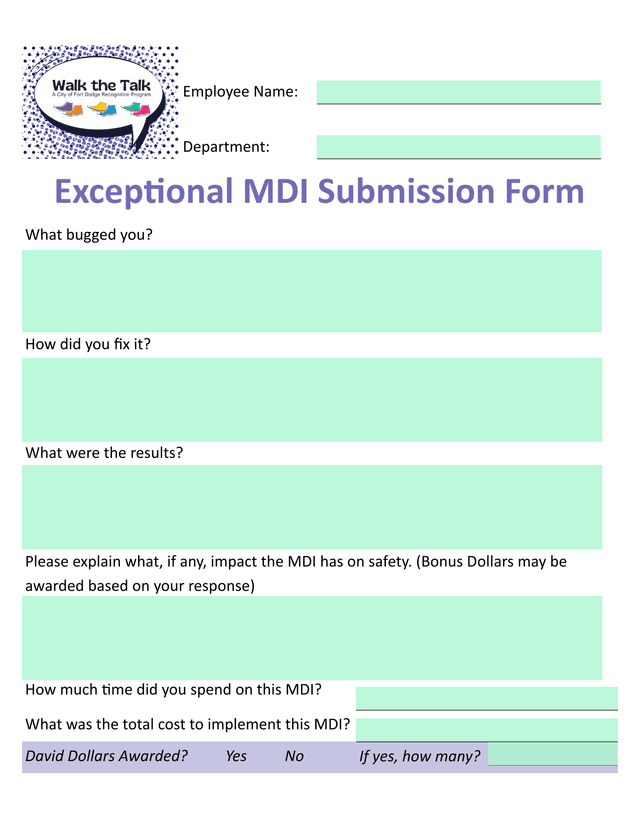 Exceptional MDI Submission Form screenshot
