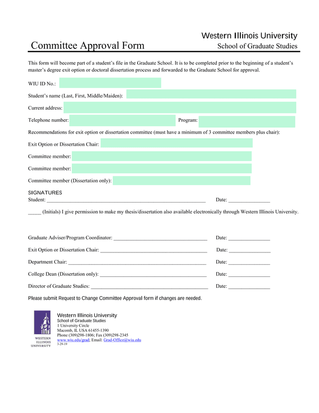 Committee Approval Form screenshot