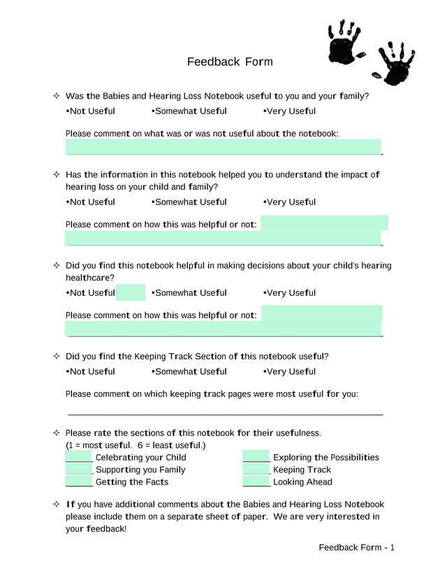 Feedback Form screenshot