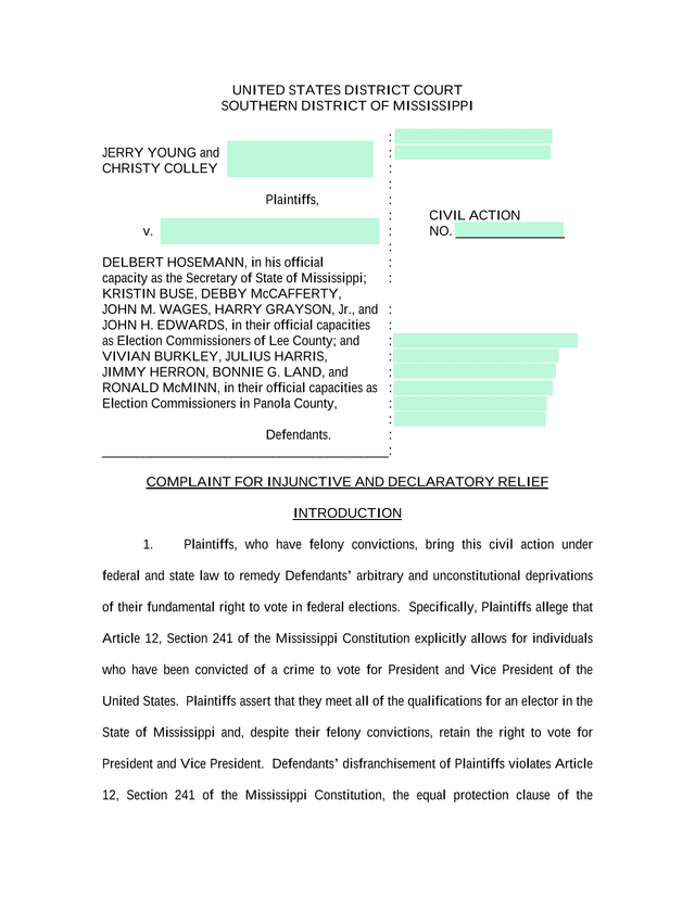 Complaint For Injunctive And Declaratory Relief screenshot