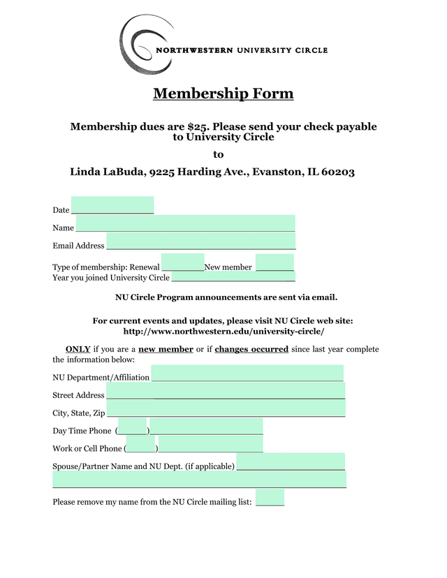 Membership Form screenshot