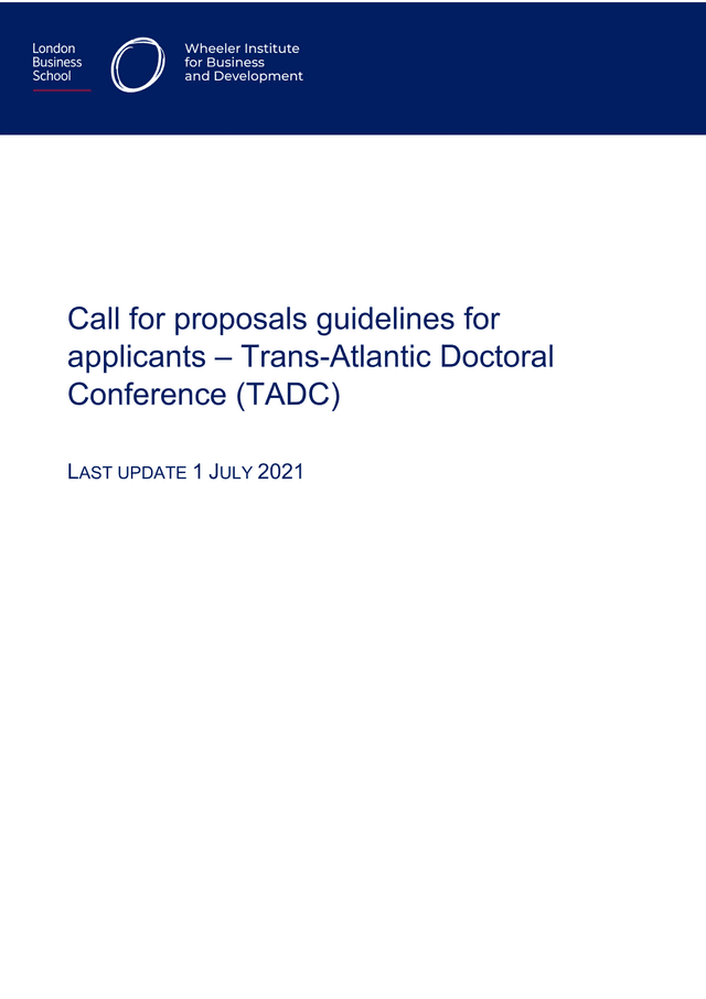 Call For Proposals Guidelines For Applicants  Trans Atlantic Doctoral Conference (TADC) screenshot