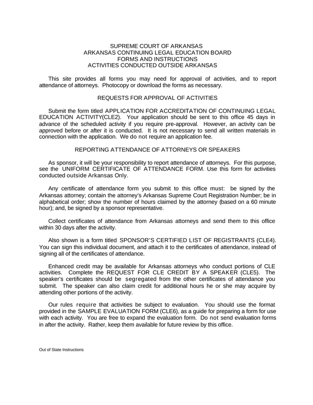 Arkansas Continuing Legal Education Board Forms And Instructions screenshot