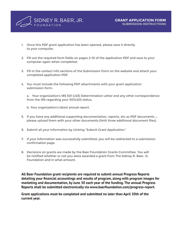 GRANT APPLICATION FORM screenshot