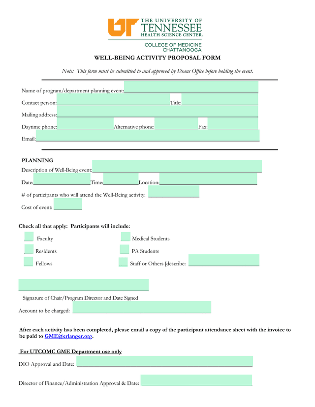 WELL BEING ACTIVITY PROPOSAL FORM screenshot