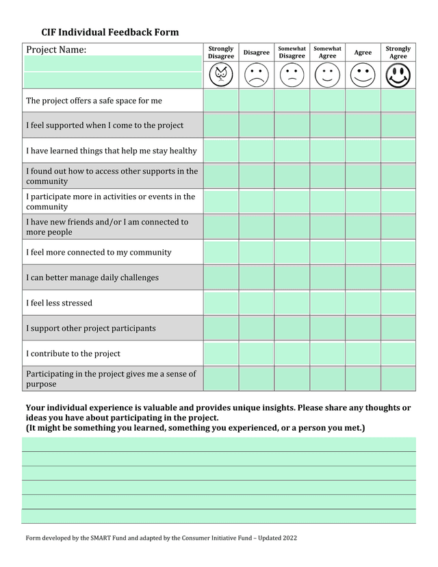 CIF Individual Feedback Form screenshot