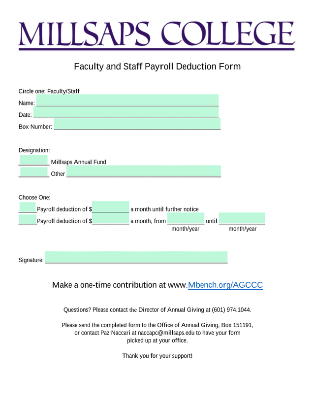 Faculty And Staff Payroll Deduction Form screenshot