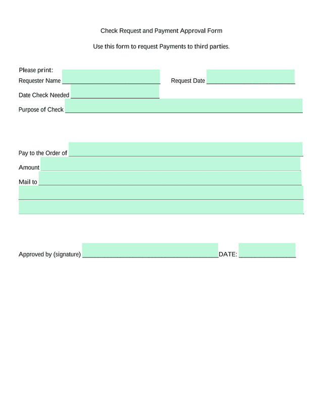 Check Request And Payment Approval Form screenshot