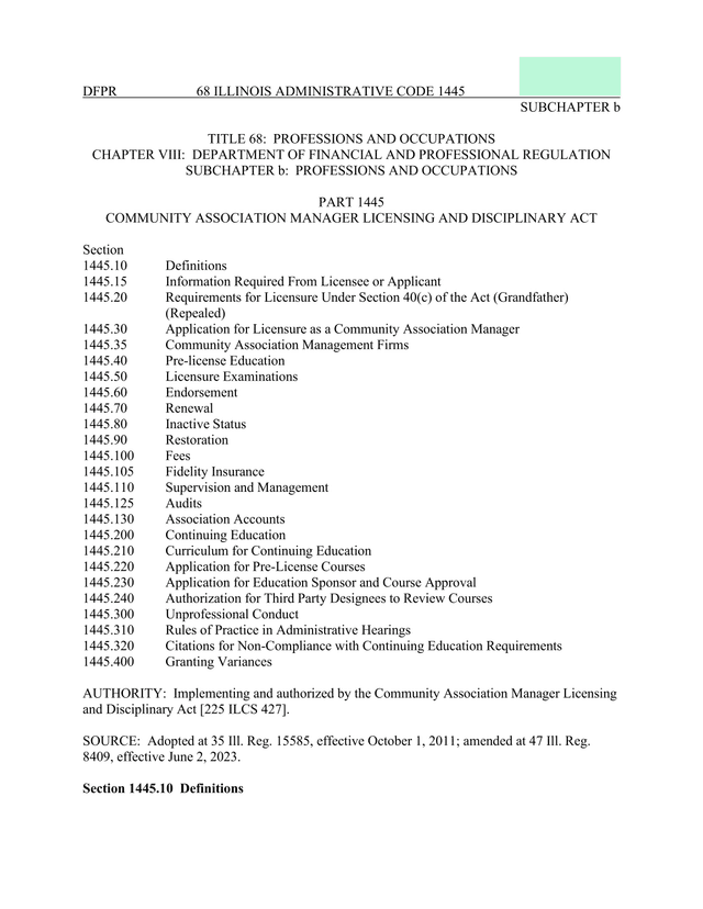 Community Association Manager Licensing And Disciplinary Act screenshot