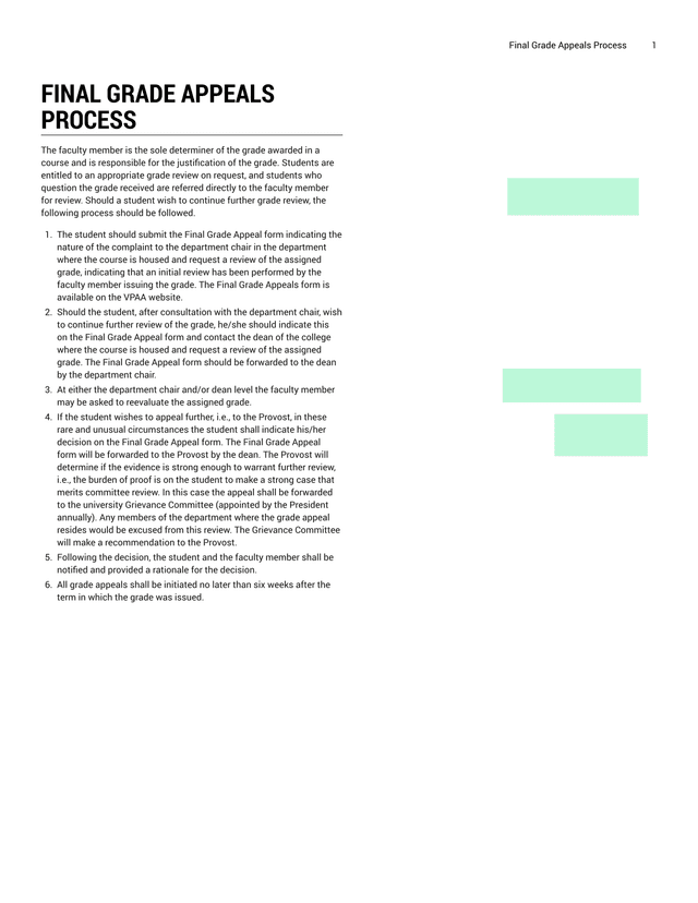 Final Grade Appeals Process screenshot