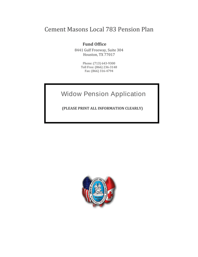 Widow Pension Application screenshot