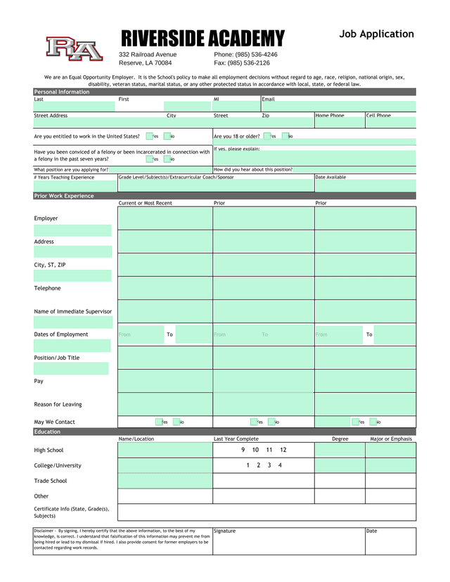 Job Application screenshot