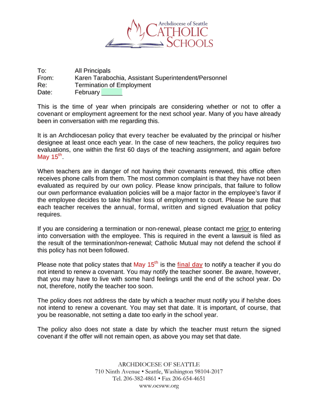 Termination Of Employment Memo screenshot