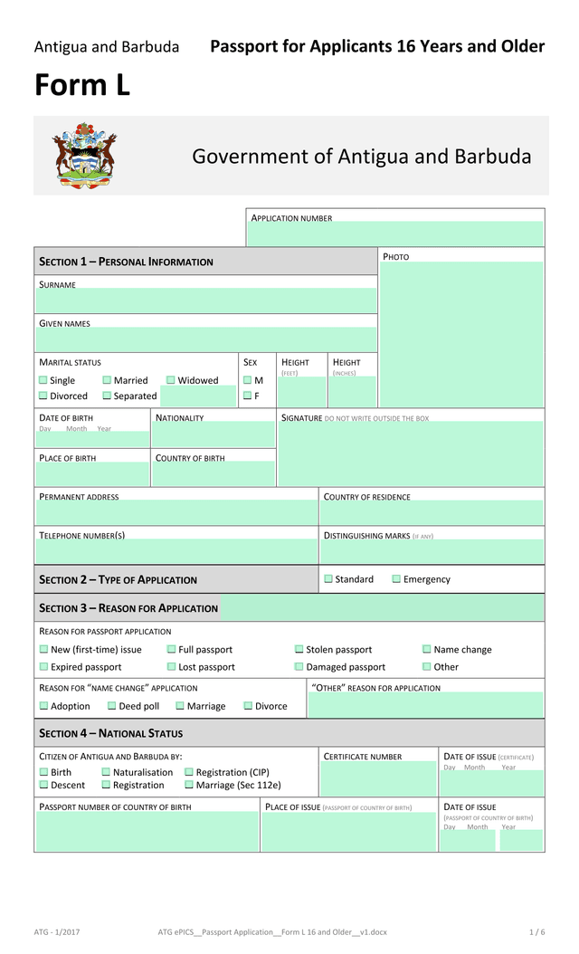 Antigua And Barbuda Passport For Applicants 16 Years And Older screenshot