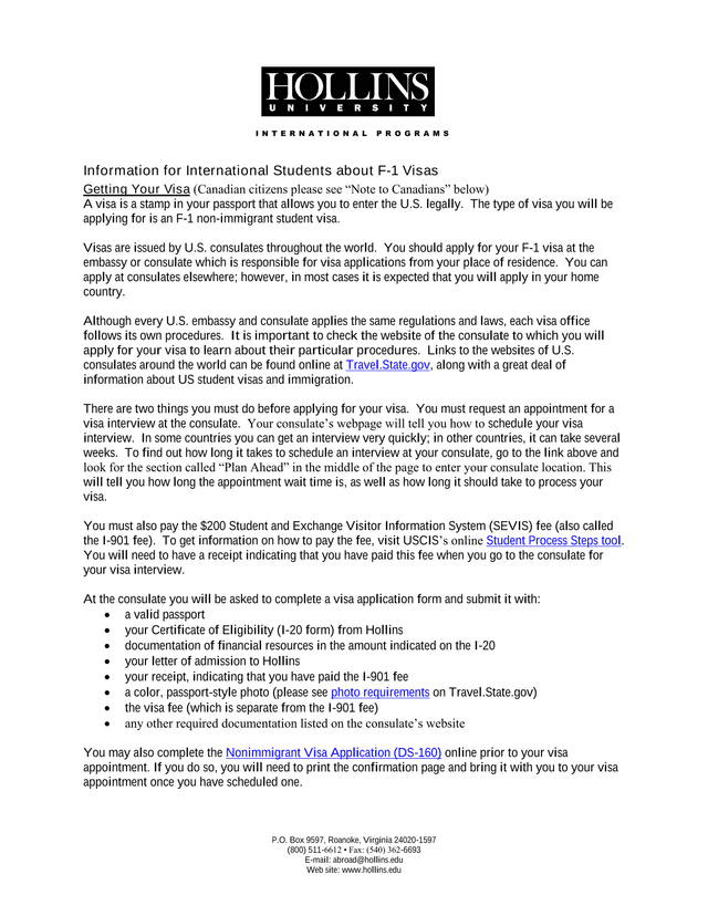 Information For International Students About F 1 Visas screenshot