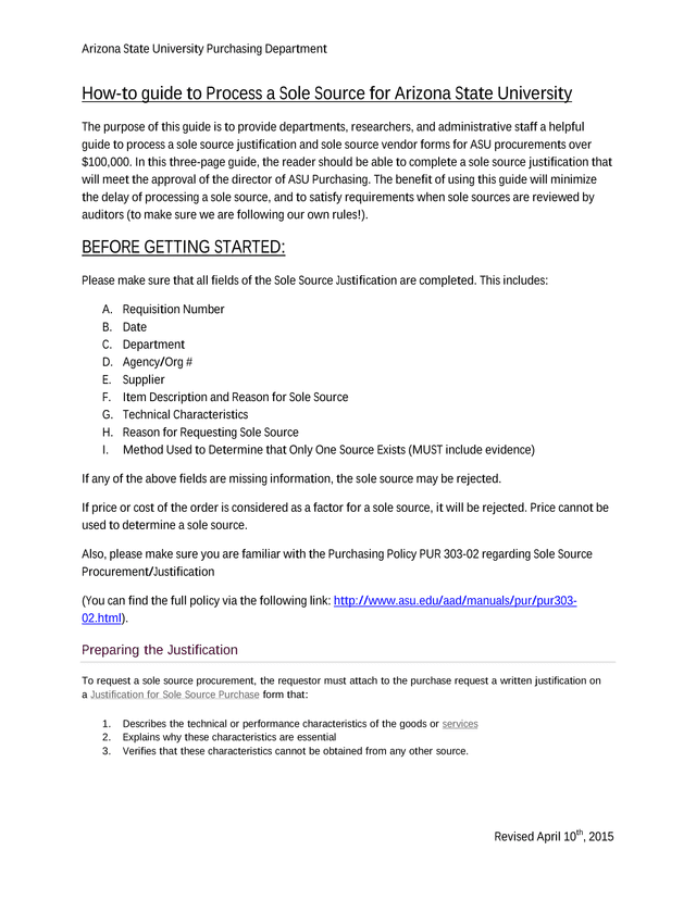 How To Guide To Process A Sole Source For Arizona State University screenshot