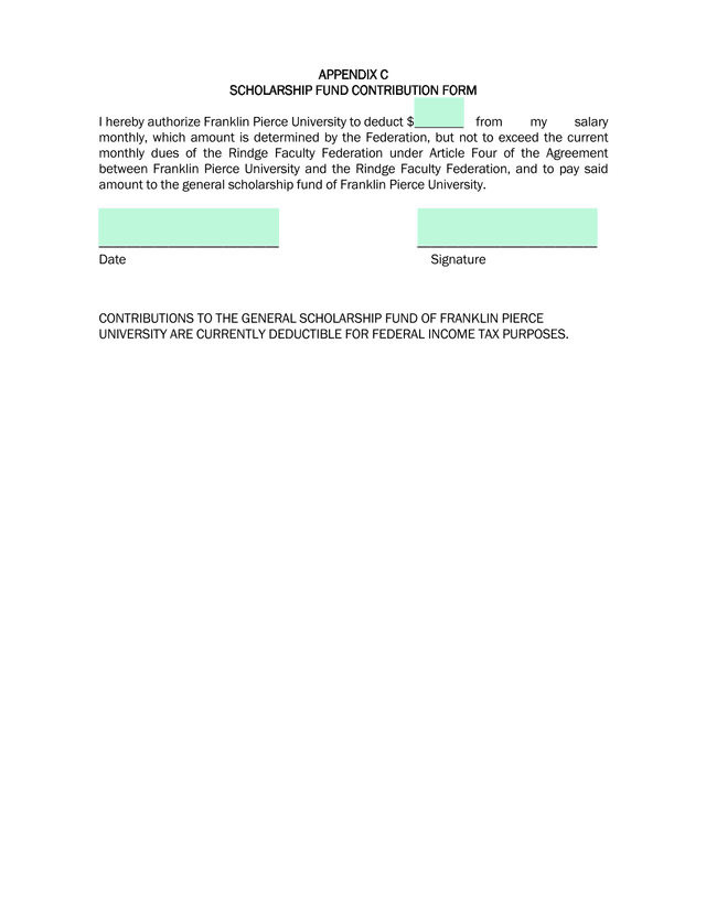 Scholarship Fund Contribution Form screenshot
