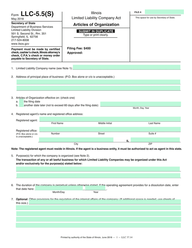 Articles Of Organization screenshot