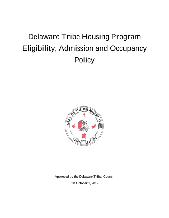 Delaware Tribe Housing Program Eligibility, Admission And Occupancy Policy screenshot