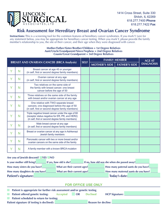 Risk Assessment For Hereditary Breast And Ovarian Cancer Syndrome screenshot