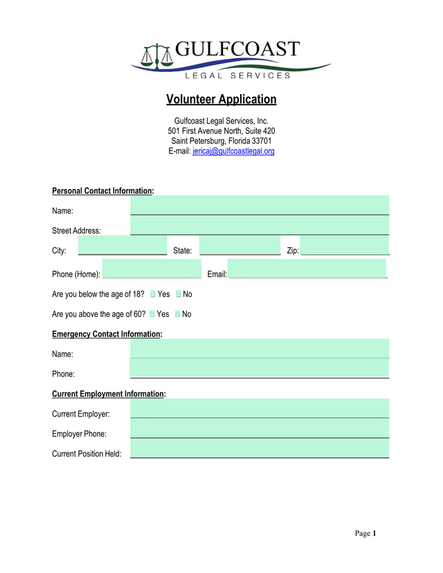 Volunteer Application screenshot