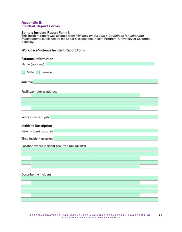 Recommendations For Workplace Violence Prevention Programs In Late Night Retail Establishments screenshot