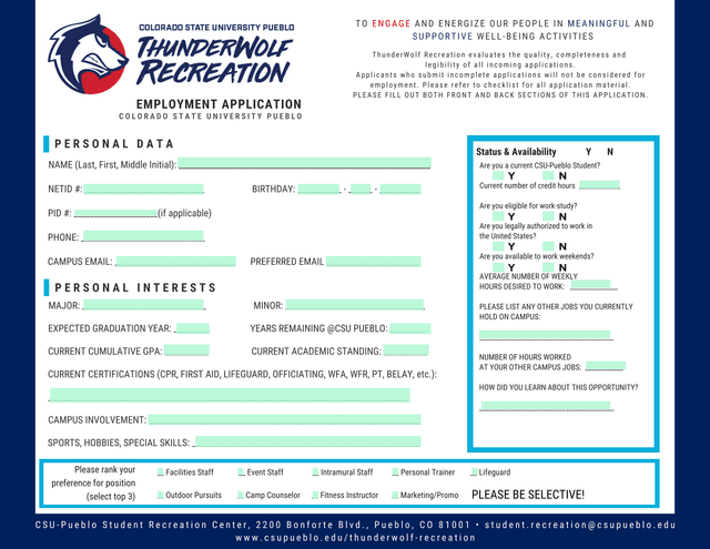 Employment Application screenshot