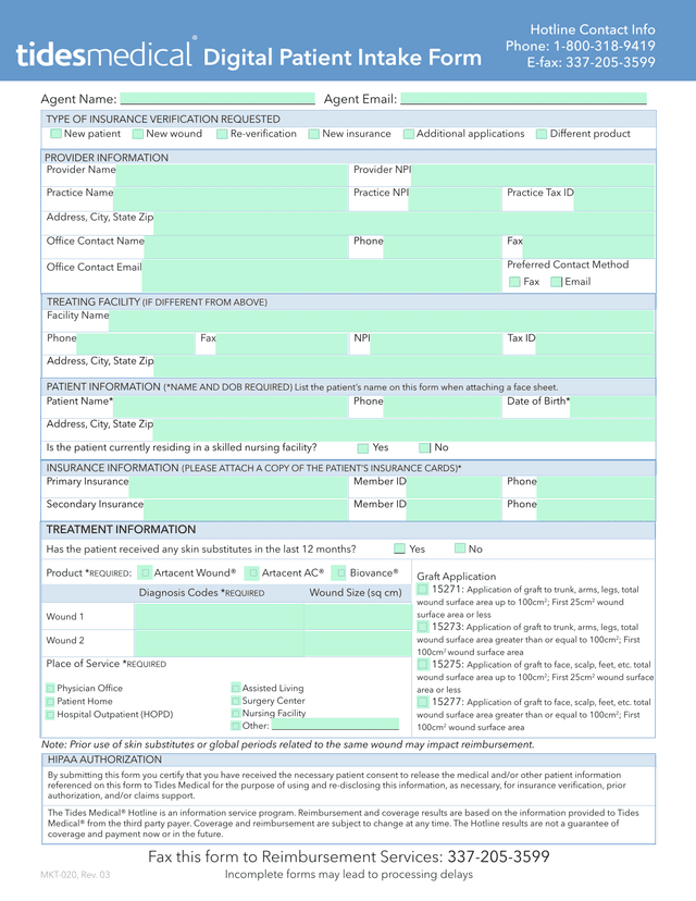 Digital Patient Intake Form screenshot