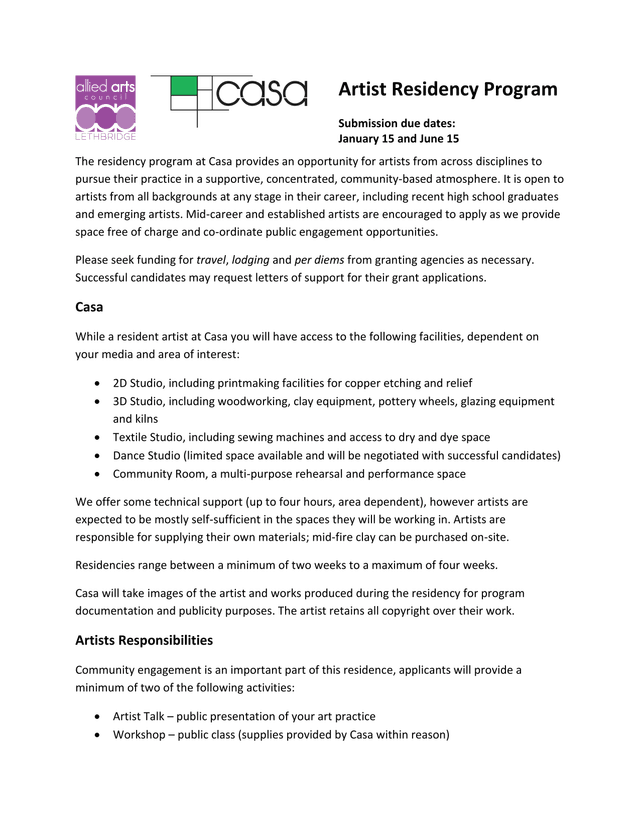 Artist Residency Program screenshot