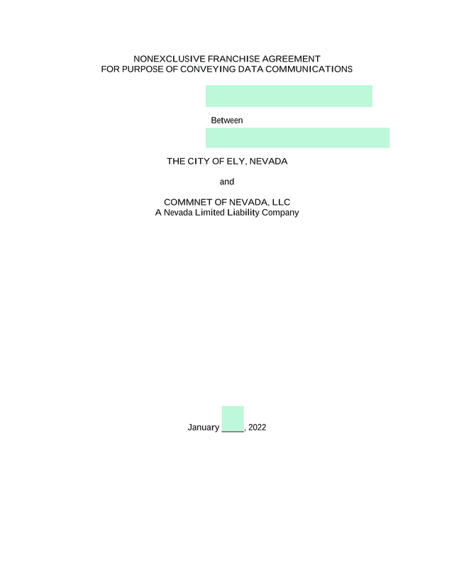 Nonexclusive Franchise Agreement For Data Communications screenshot