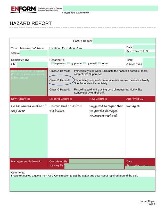 Hazard Report screenshot