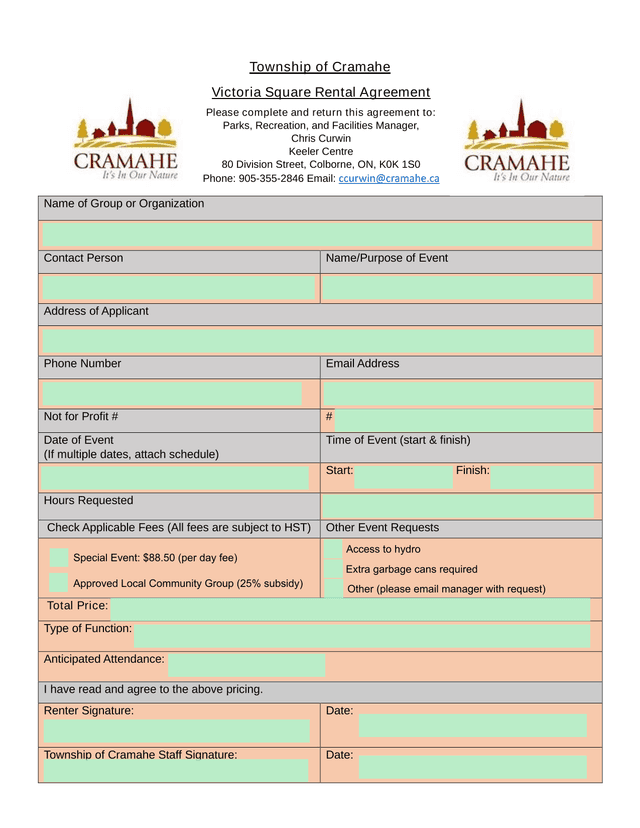 Victoria Square Rental Agreement screenshot