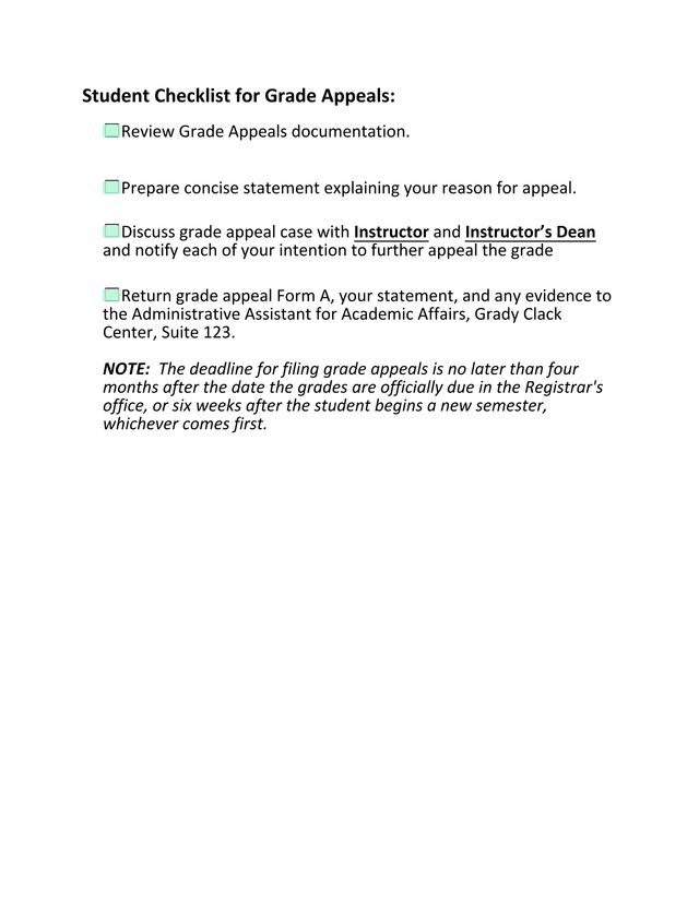 Form A Appeal Of Final Grade Not Involving Allegation Of Academic Dishonesty Or Misconduct screenshot