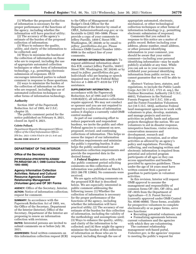 Agency Information Collection Activities Natural And Cultural Resource Agencies Customer Relationshi screenshot