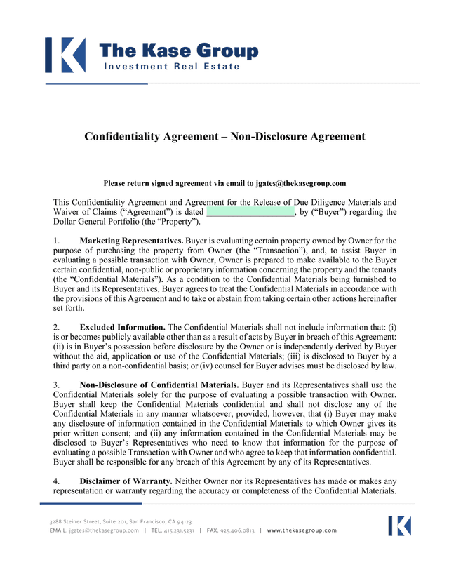 Confidentiality Agreement  Non Disclosure Agreement screenshot