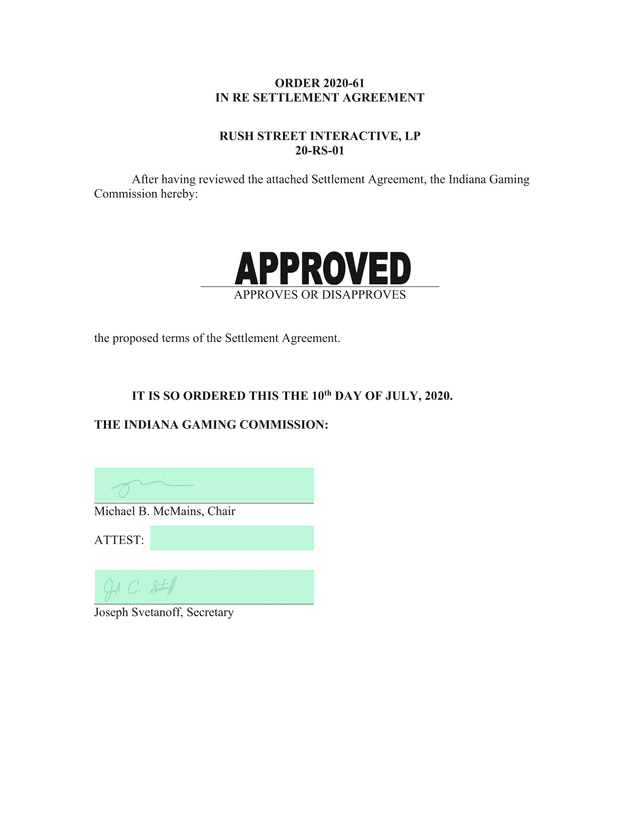 Settlement Agreement   Rush Street Interactive, LP screenshot