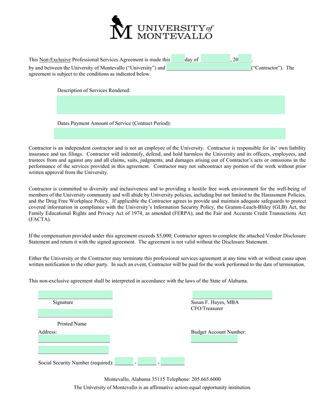 Non Exclusive Professional Services Agreement screenshot