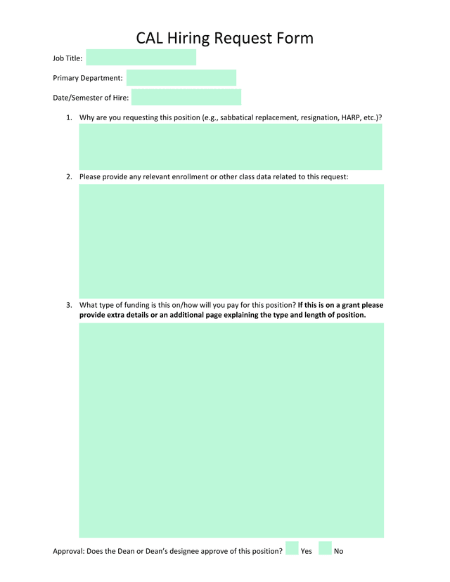 CAL Hiring Request Form screenshot